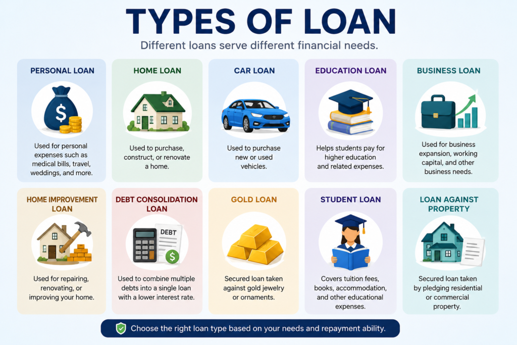 Smart Loan Guide explaining different types of loans for beginners and financial success